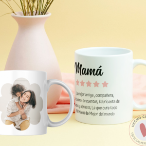 Taza Personalizada con Foto Diseño 33 - Reseña 5 Estrellas Rosa