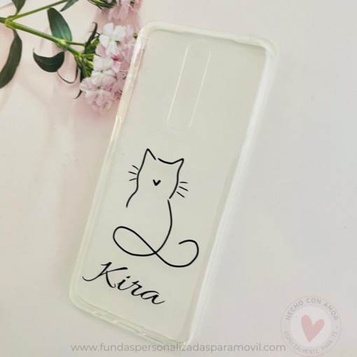 Funda Personalizada con Foto Diseño Gato y Nombre - Imagen 2