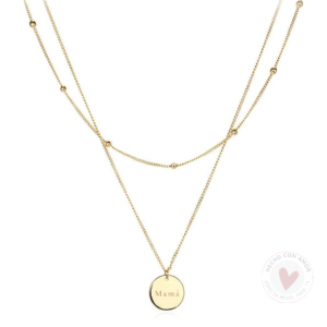 Collar Personalizado con Nombre Doble Cadena Medalla Lisa Agatha