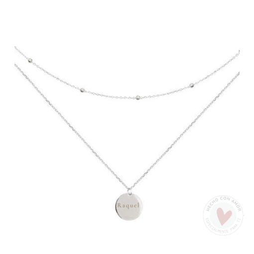 Collar Personalizado con Nombre Doble Cadena Medalla Lisa Agatha - Imagen 2