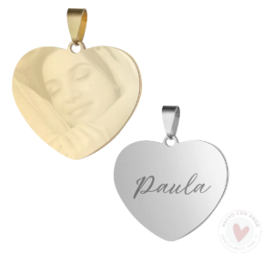 Medalla Personalizada con Grabado Láser Con Foto o Texto Corazón