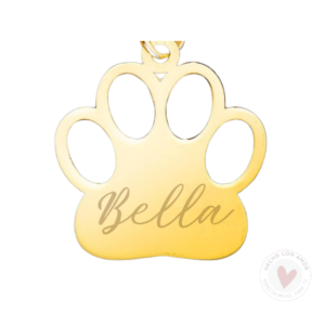 Medalla personalizada Huella de perro con nombre en acero con Grabado Láser