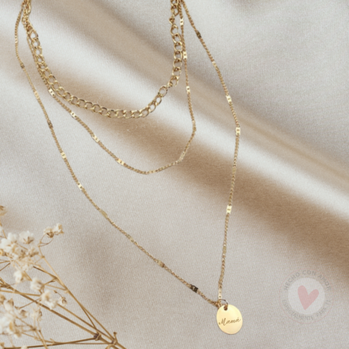 Collar Personalizado con Nombre Cadena Medalla 3 en 1 Mod 7