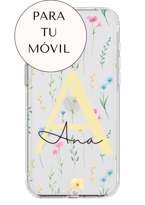 Funda Personalizada Diseño Flores y  Nombre - Imagen 2