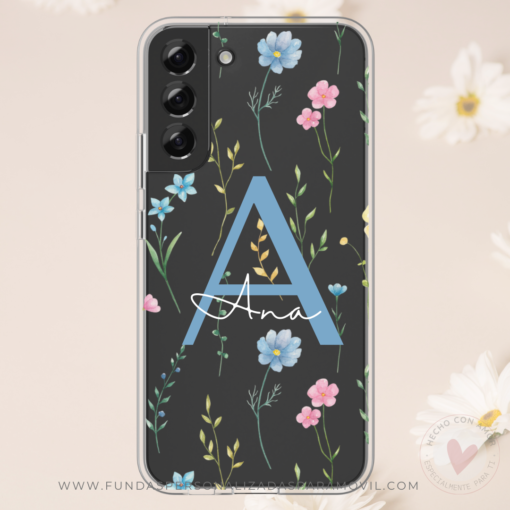 Funda Personalizada Diseño Flores y  Nombre - Imagen 3