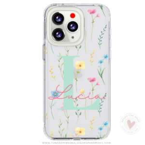 Funda Personalizada Diseño Flores y  Nombre