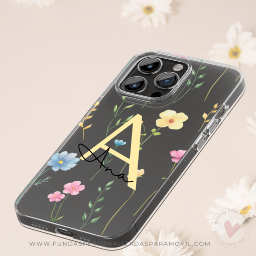 Funda Personalizada Diseño Flores y  Nombre - Imagen 5