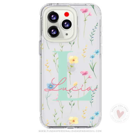 Funda Personalizada Diseño Flores y  Nombre