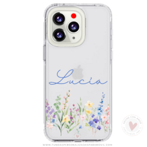 Funda Personalizada Diseño Flores y  Nombre