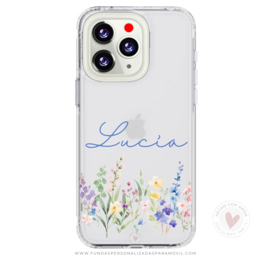 Funda Personalizada Diseño Flores y  Nombre