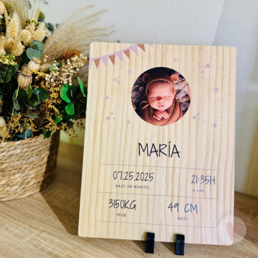 Lienzo de Madera Personalizado Redondo / Cuadrado / Natalicio - Imagen 3